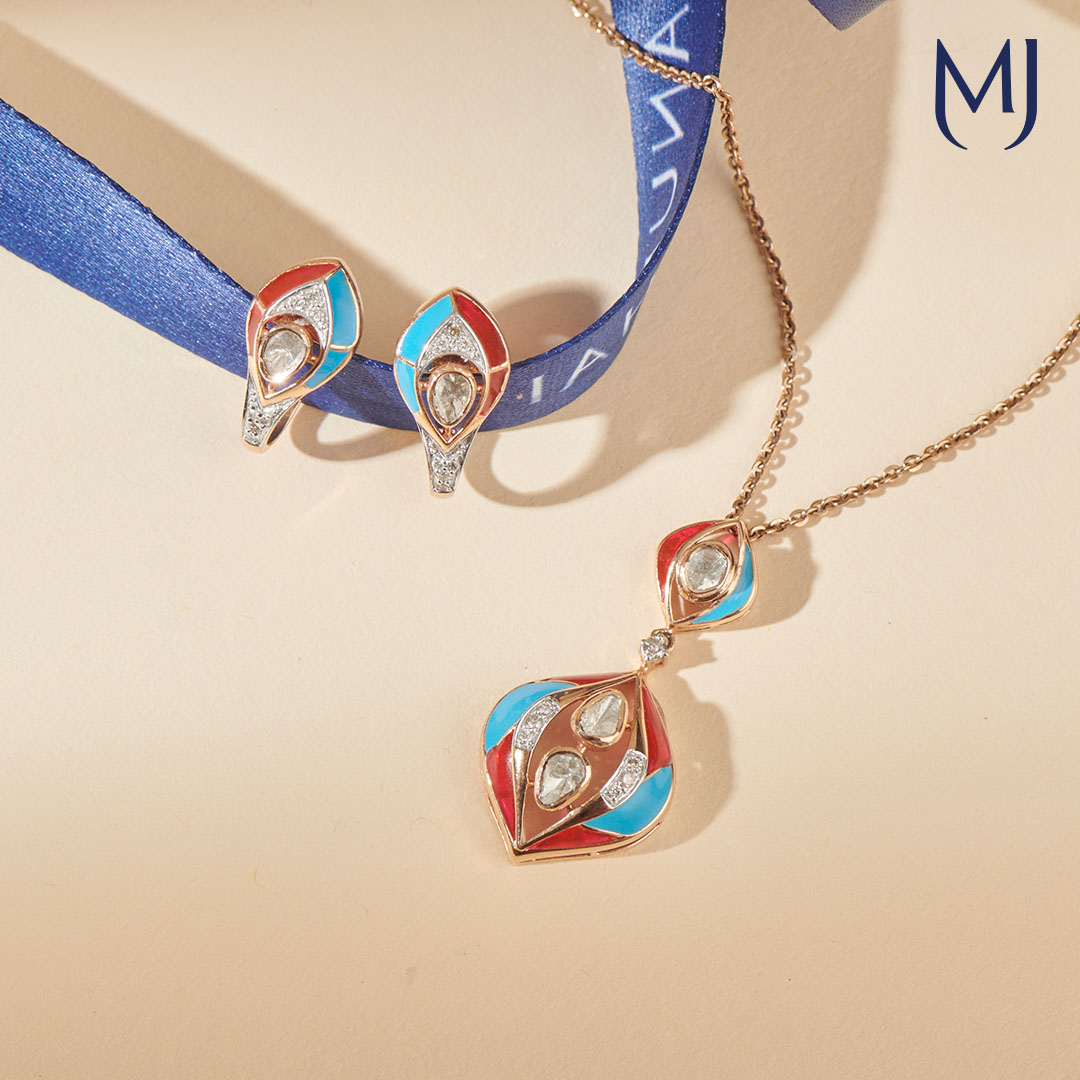 14 KT Colourpop Polki Pendant Set