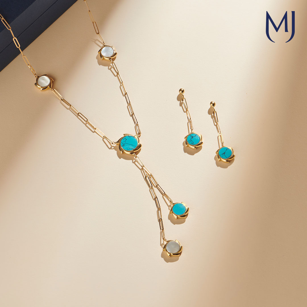 Buy 18 KT Turquoise Layered Gold Necklace Online 18 KT Turquoise