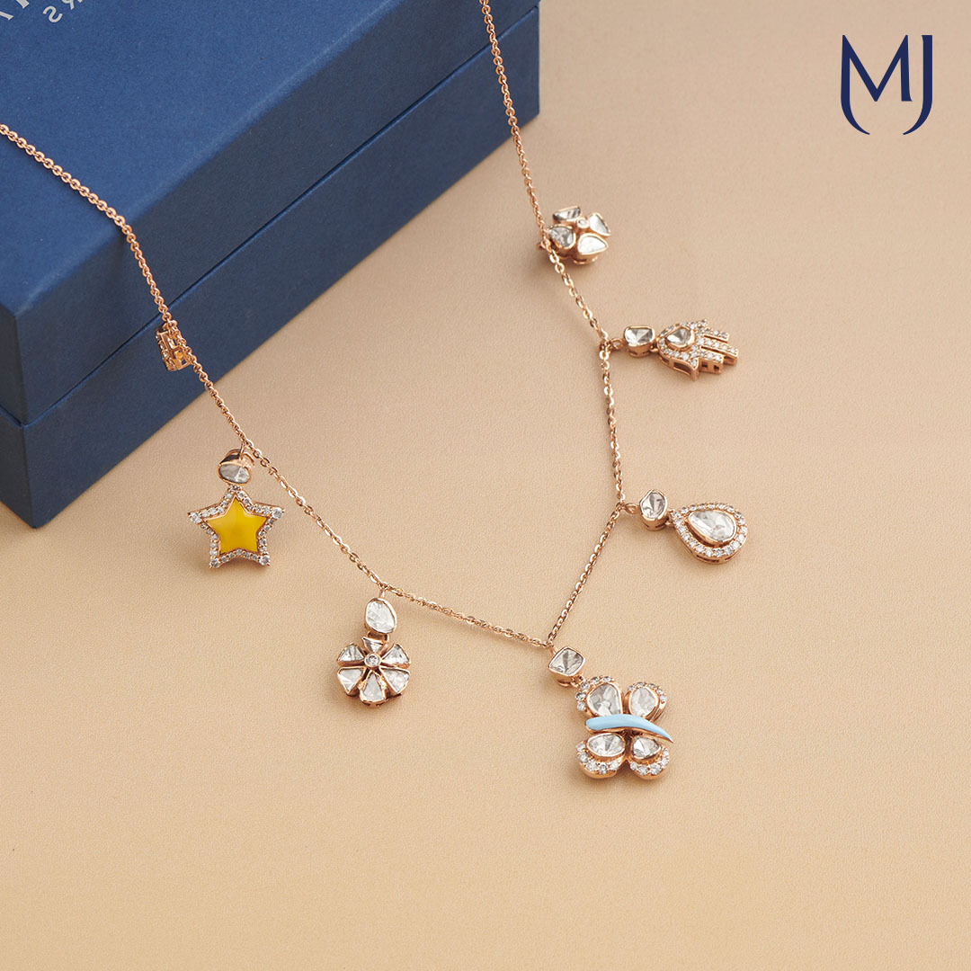 14 KT Enchanted Polki Charm Necklace