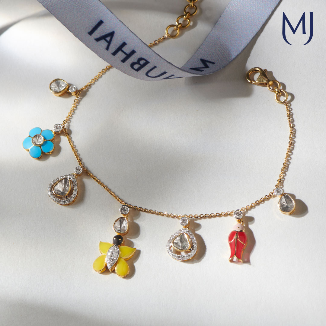 18 KT Bloomscape Polki Charm Bracelet