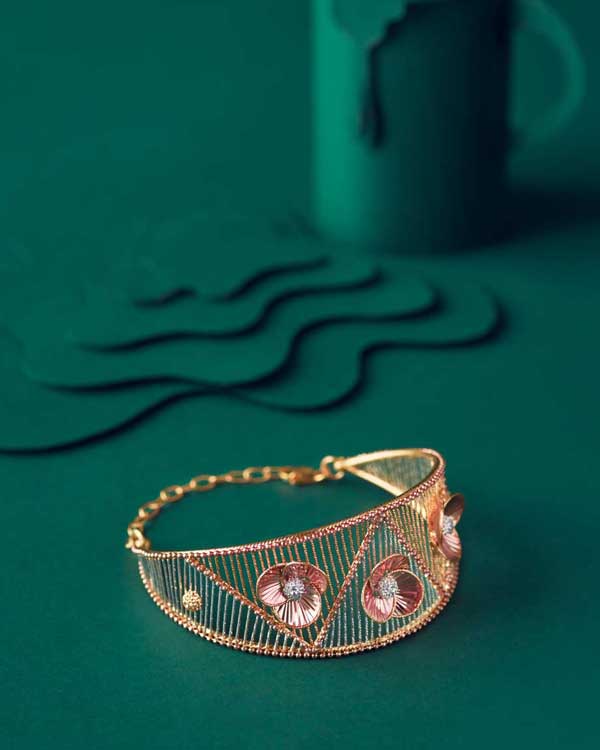 18K Rose Gold Bracelet with Real Diamond Italian Design  Pachchigar  Jewellers