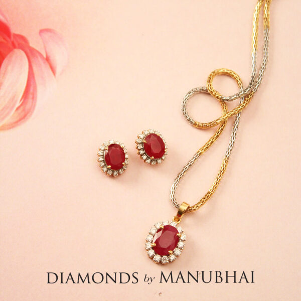 Manubhai Real Diamond PENDANT SET