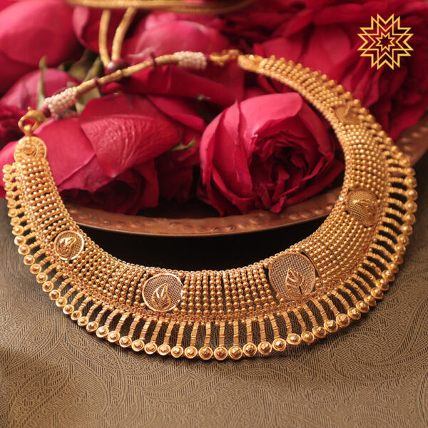 Antique Sunburst Designed Gold Necklace Set