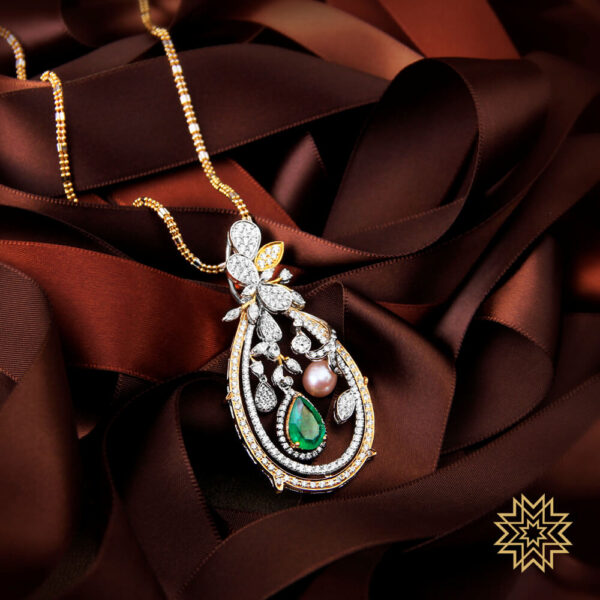 Manubhai Real Diamond PENDANT SET
