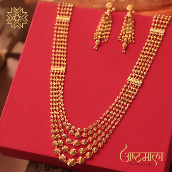 Ethnic & Simple design 5 Layer Gold Necklace Set