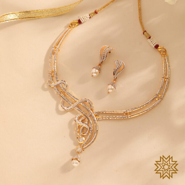 Modern Designer Pattern Gold Necklace Set