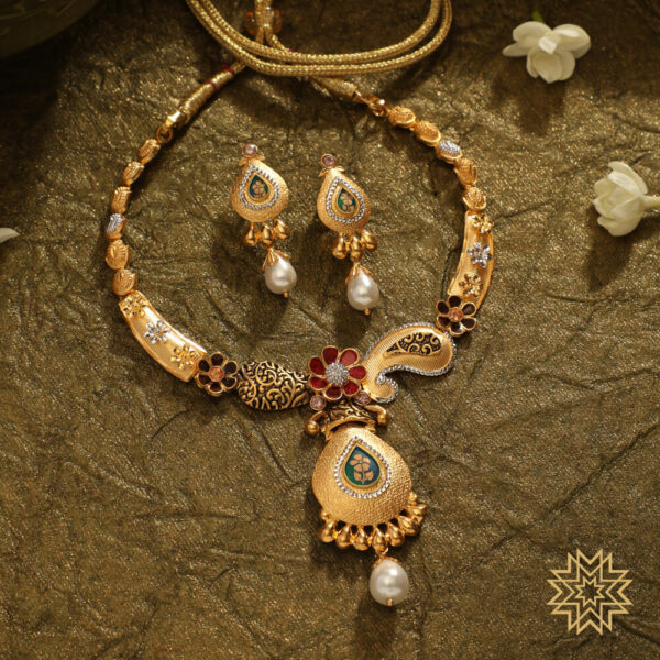 Multi-Designer Drop Pendant Gold Necklace Set