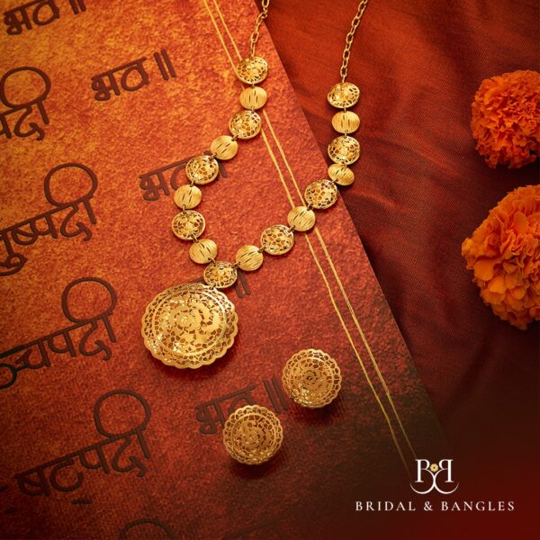 Designer Gold circle detailed Necklace set