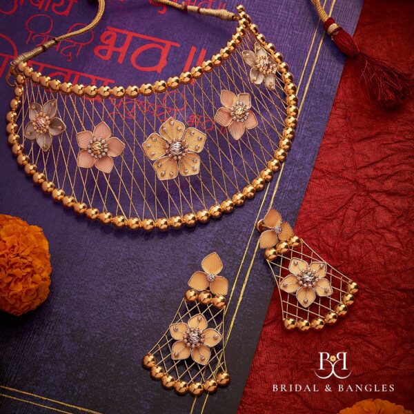 22K Contemporary Gold Choker Necklace set