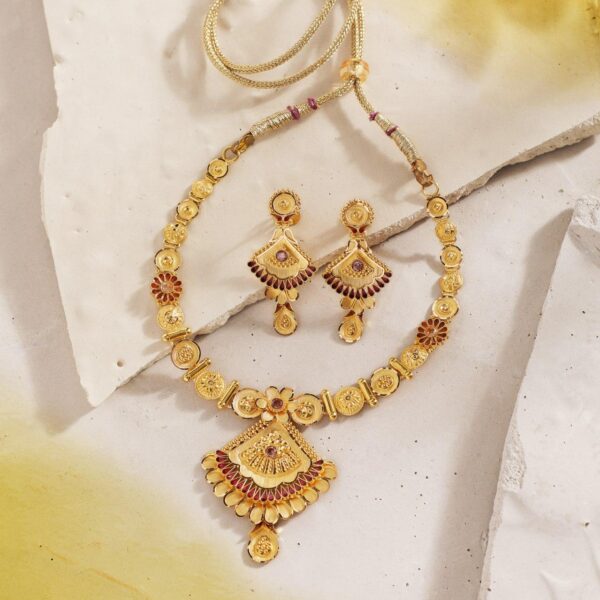 High Neck Designer Gold Necklace Set