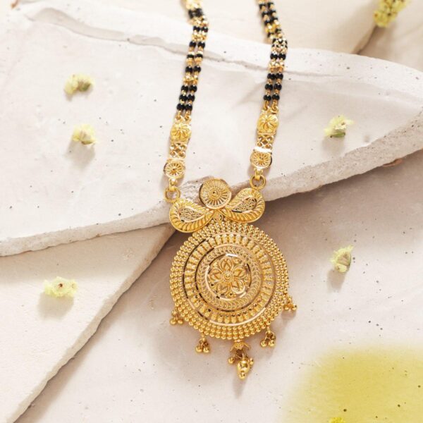 Detailed Pendant Double Chain Gold Mangalsutra