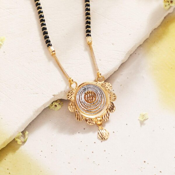 Big Black Beads Diamond Pendant Gold Mangalsutra