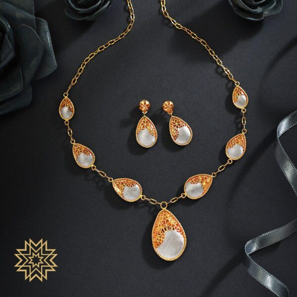 Droplet Pendant themed Gold Necklace Set