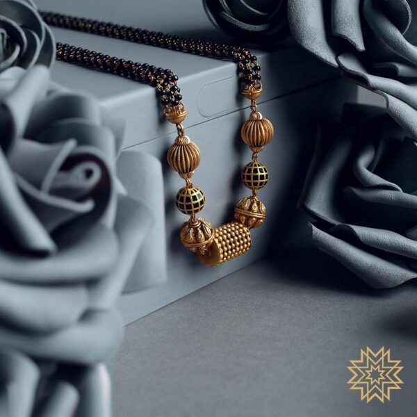 Ethnic Black Beaded Gold Mangalsutra