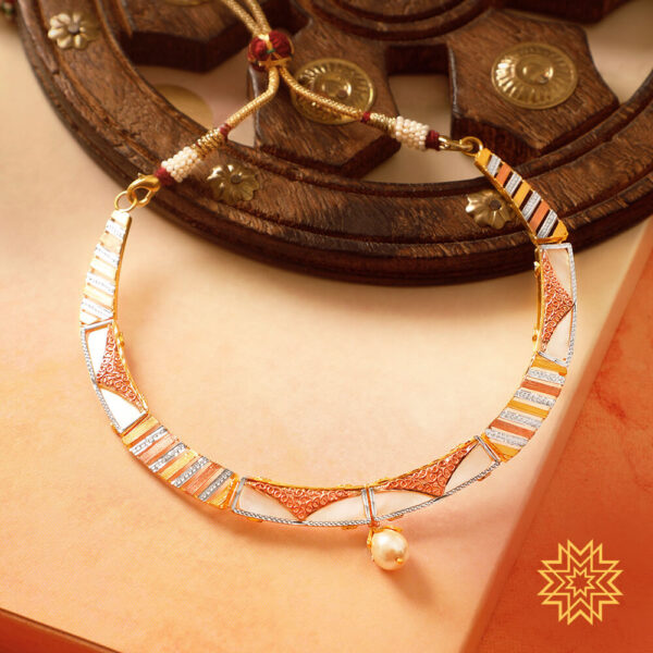 Modern Geometrical Design Gold Necklace Set