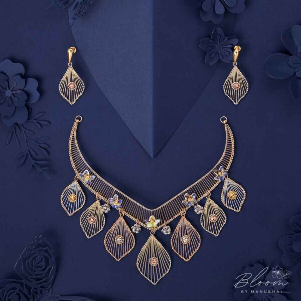 Beautiful Gold Leaf Designed Necklace Set