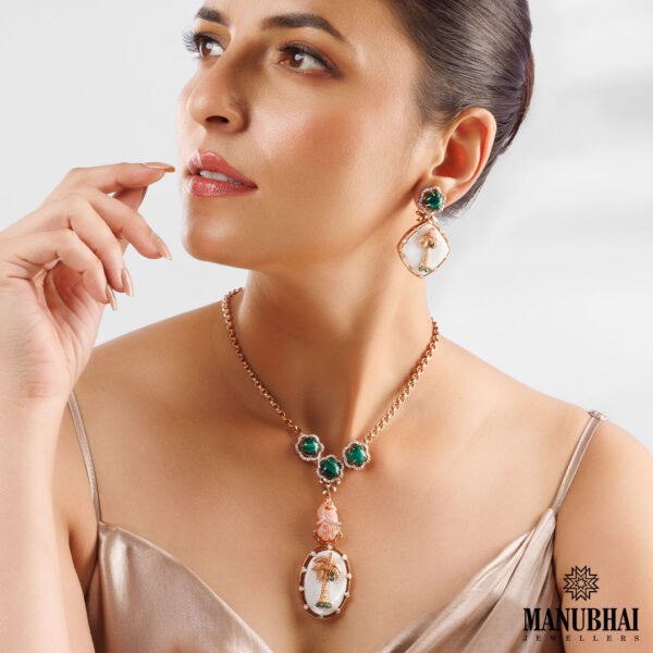 Royal Palm Diamond Necklace Set (14KT)
