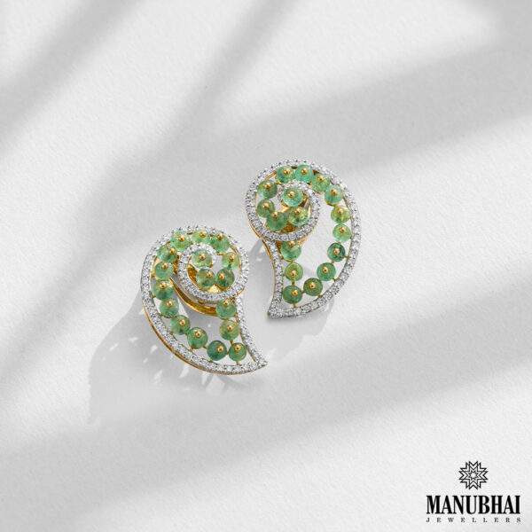 Green Diamond Paisley Earrings (18KT)