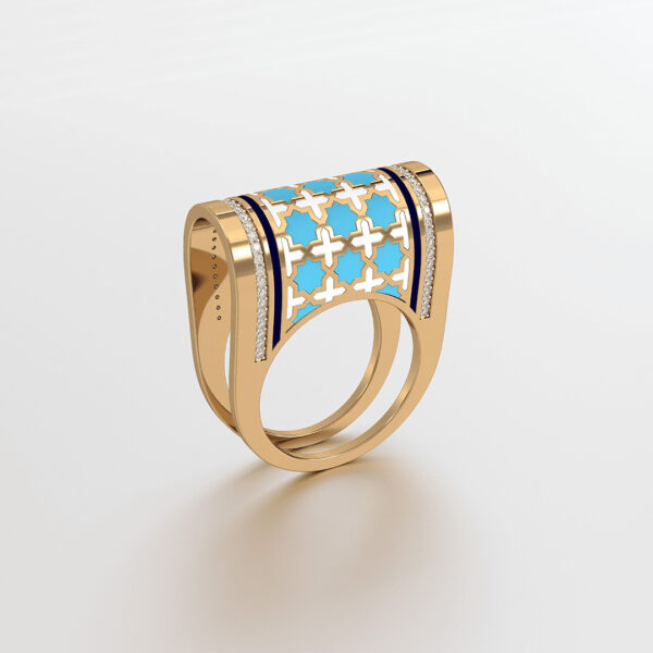 Circular Gold Ring with Enamel (18K)