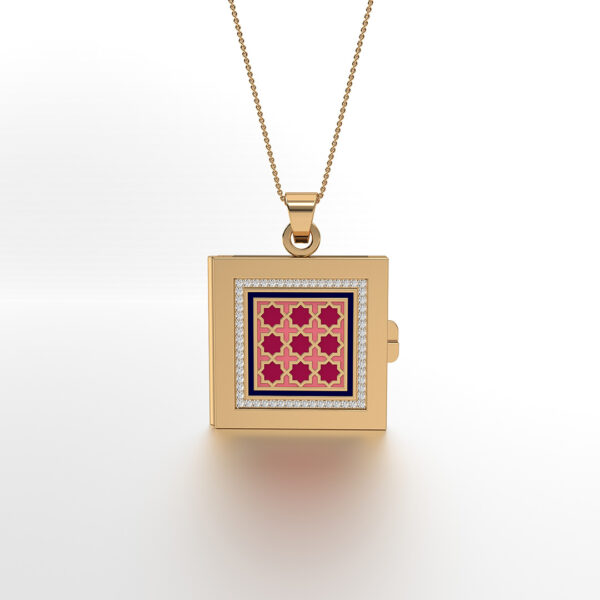 Square Gold Pendant with Diamonds (18K)