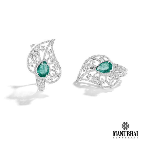 Green Leafy Diamond Earrings (14KT)