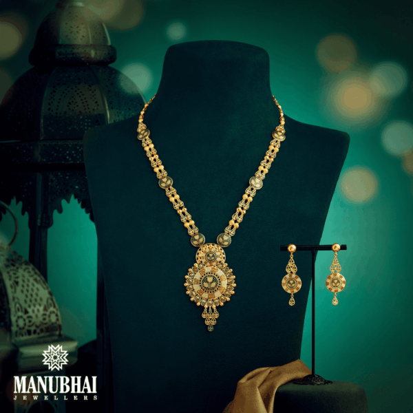 Semi Long 22K Gold Necklace set