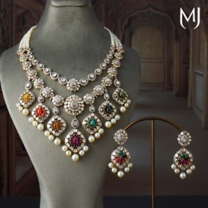 14kt navkanaka polki necklace set