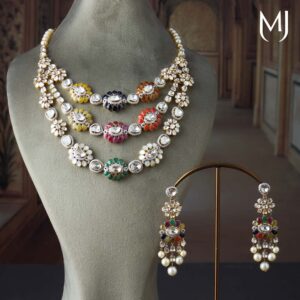 14kt rajtarang polki necklace set