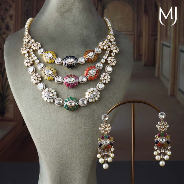 14kt rajtarang polki necklace set