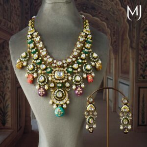 14kt rajratna polki necklace set